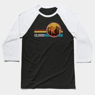 Retro Vintage Colorado 70s 80s Style Mountain Sunset Baseball T-Shirt